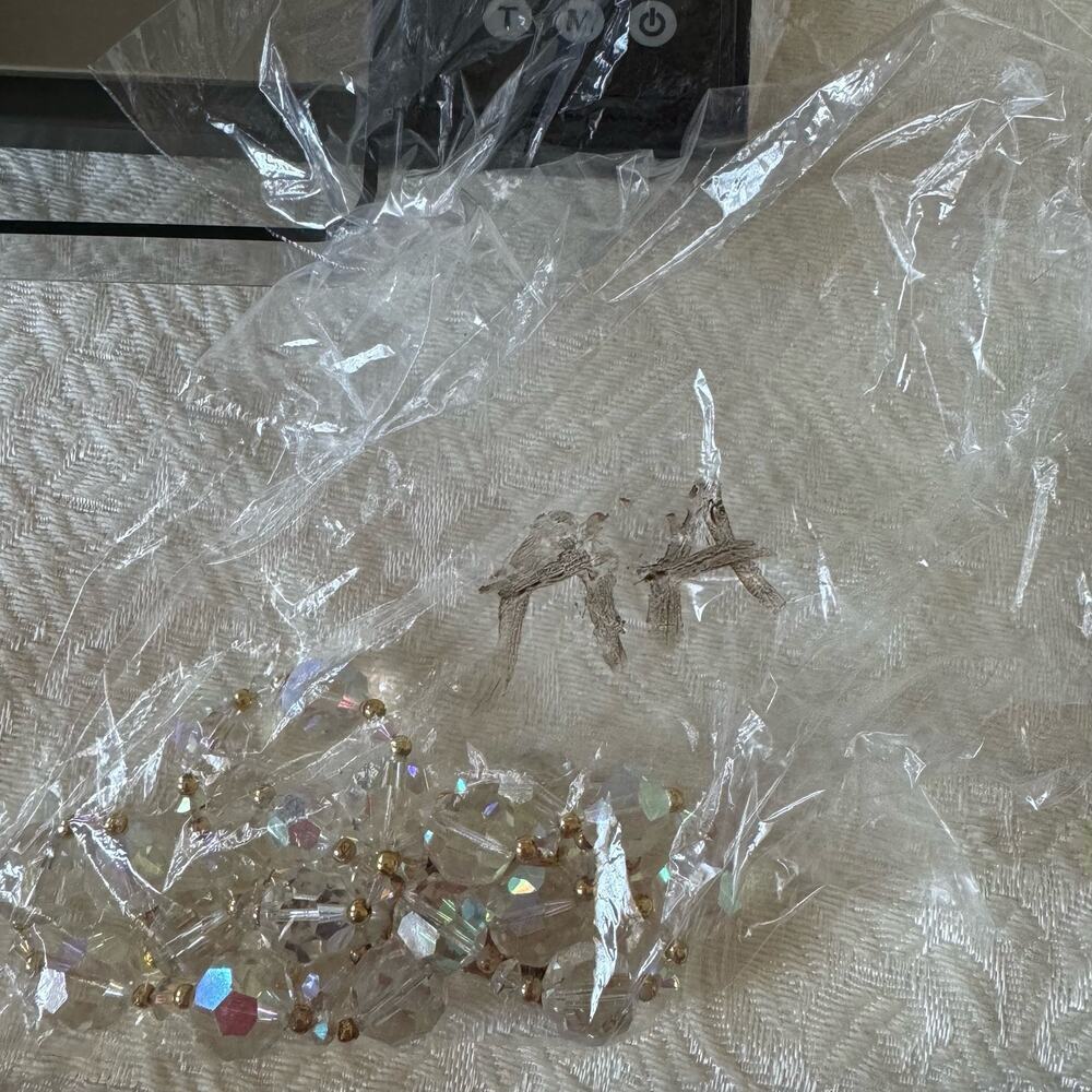 Vintage 1920s 23" Art Deco Graduated AB Crystal Faceted and Gold Beads Necklace - Picture 10 of 12